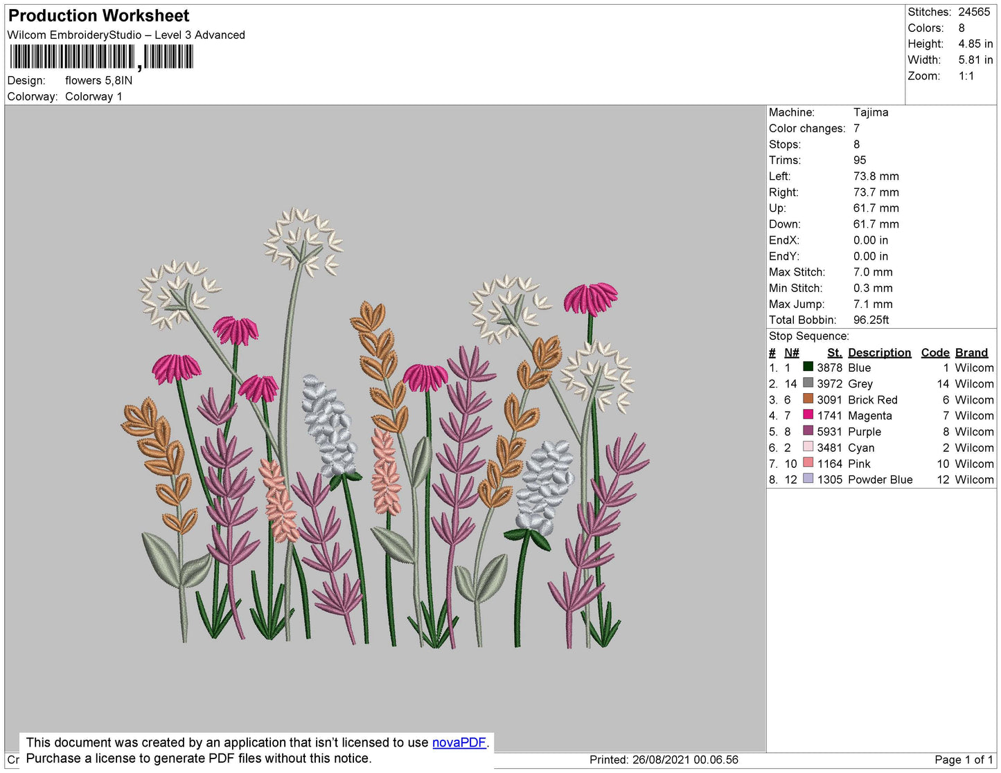 Flowers Embroidery File 4 size