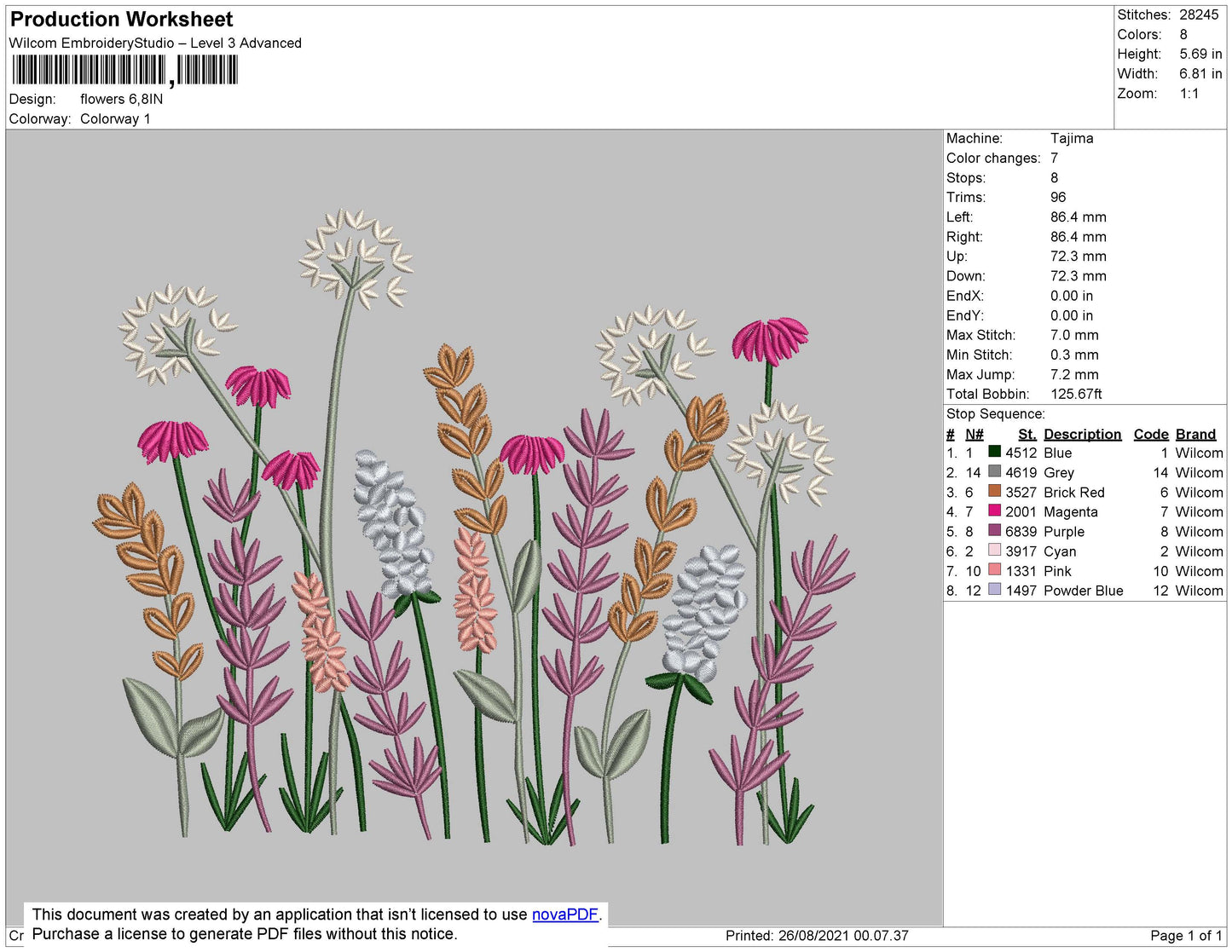 Flowers Embroidery File 4 size