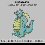 Blue Dragon Embroidery File 6 sizes