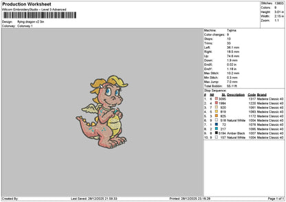 Pink Dragon Embroidery File 6 sizes