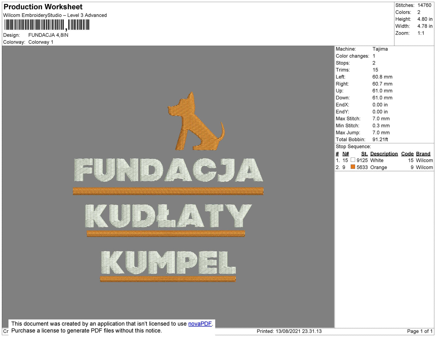 Fundacja Embroidery File 4 size