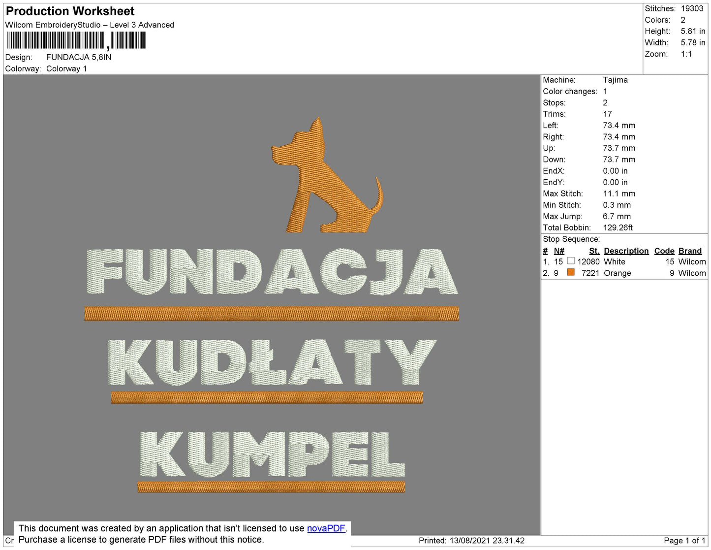 Fundacja Embroidery File 4 size
