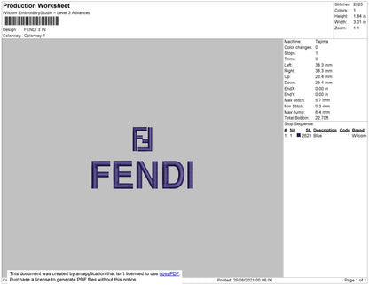 Fendi Embroidery File 5 Size