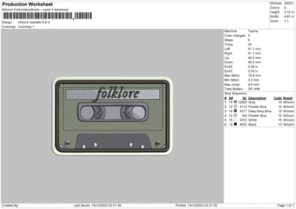 Cassette 1412 Embroidery File 6 sizes