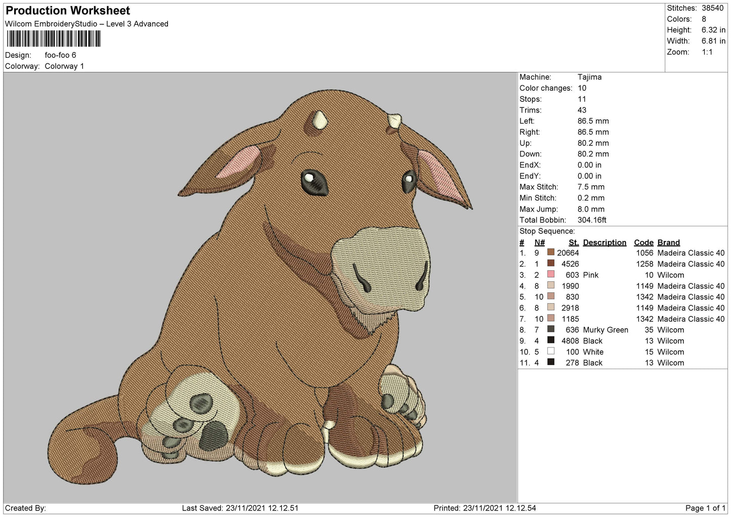 Foo Foo Embroidery File 4 size
