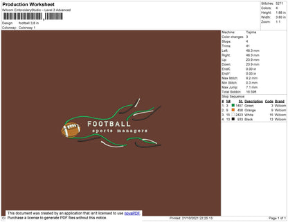 FootBall Embroidery File 4 size