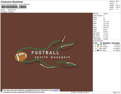 FootBall Embroidery File 4 size