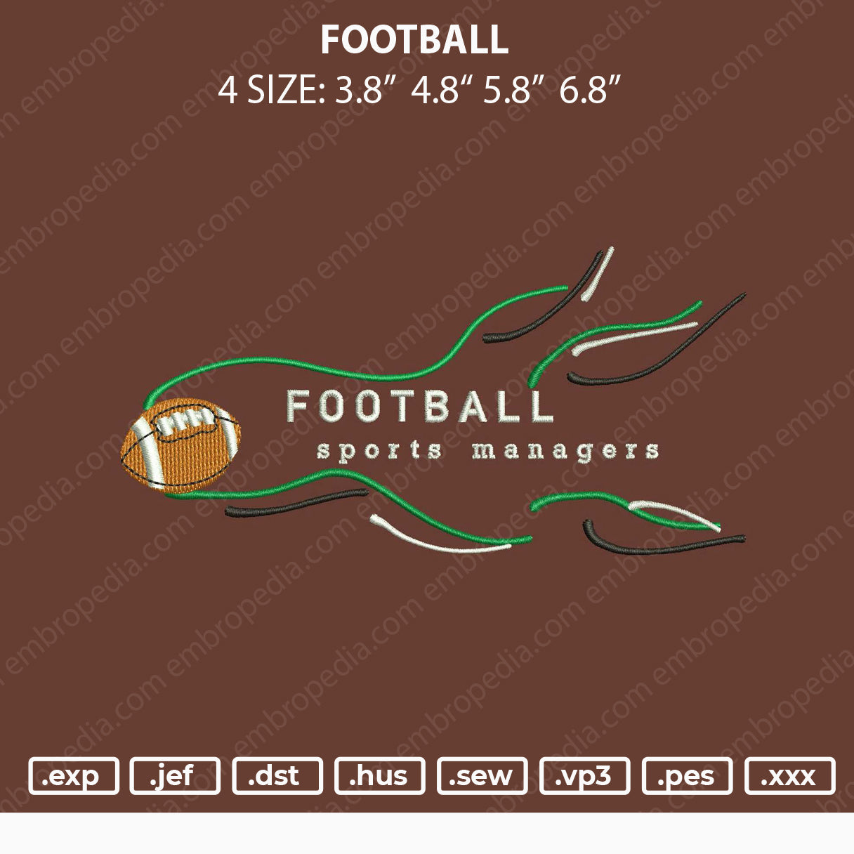 FootBall Embroidery File 4 size