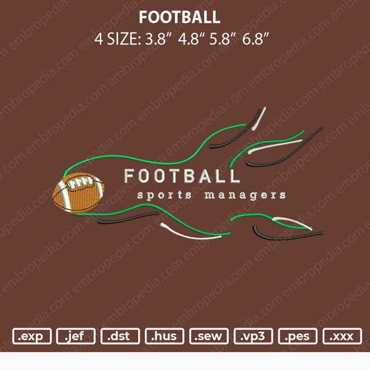 FootBall Embroidery File 4 size