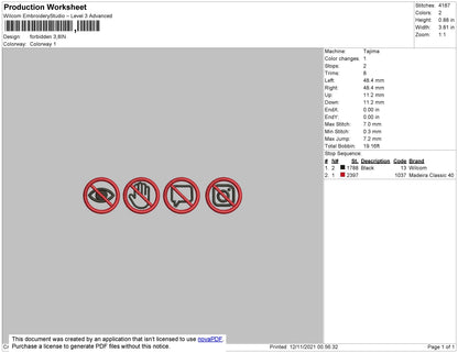Forbidden Embroidery File 4 size