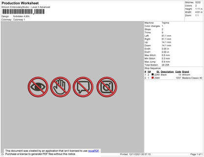 Forbidden Embroidery File 4 size