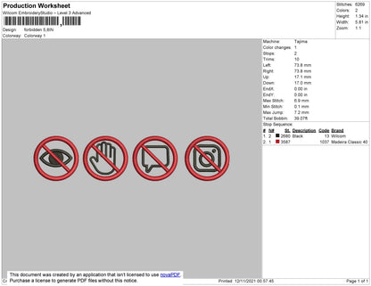 Forbidden Embroidery File 4 size