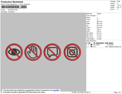 Forbidden Embroidery File 4 size