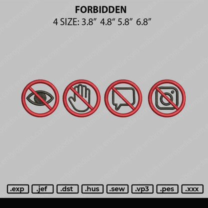 Forbidden Embroidery File 4 size