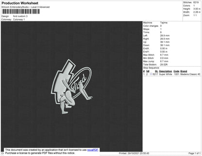 Ford Custom Embroidery File 4 size