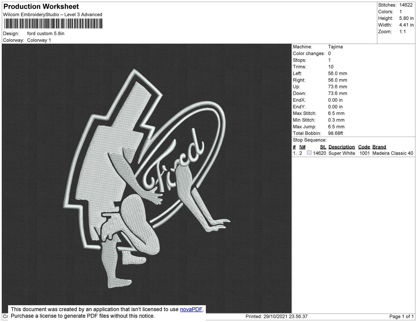 Ford Custom Embroidery File 4 size