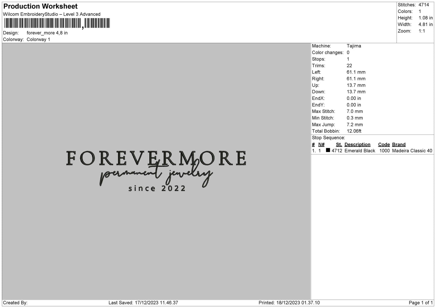 Forevertext 02 Embroidery File 6 sizes