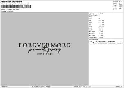 Forevertext 02 Embroidery File 6 sizes