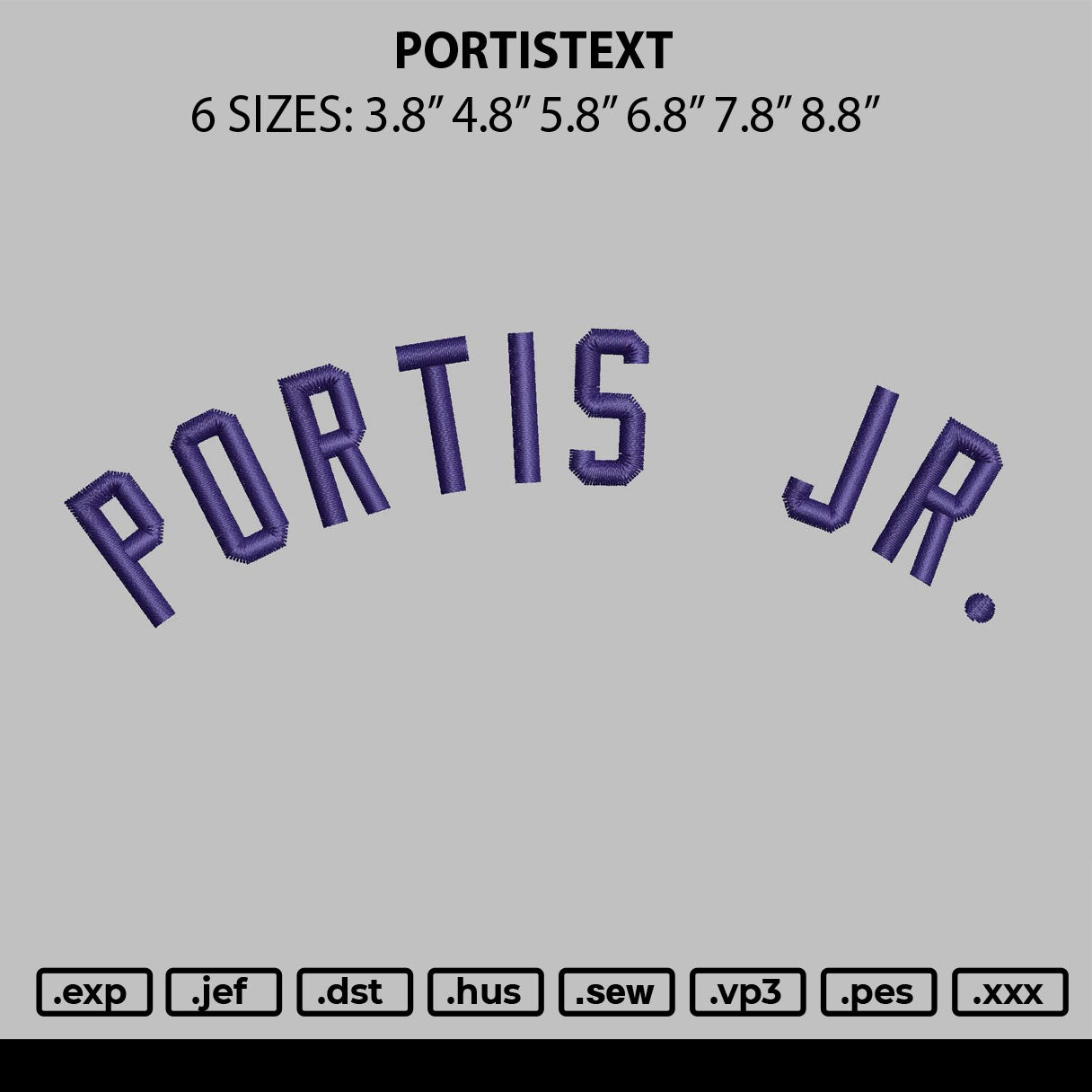 Portistext Embroidery File 6 sizes
