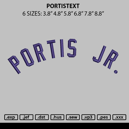 Portistext Embroidery File 6 sizes