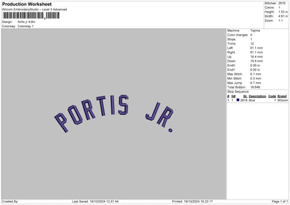 Portistext Embroidery File 6 sizes