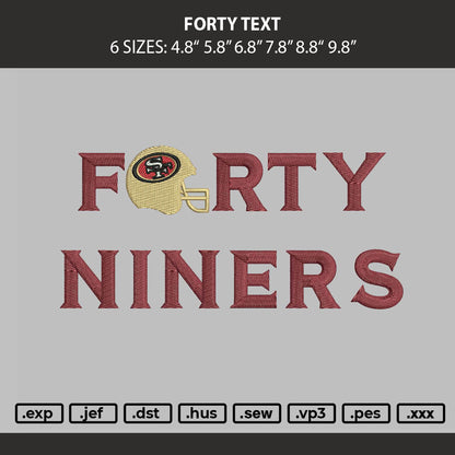 Forty Text Embroidery Machine Design File 6 sizes