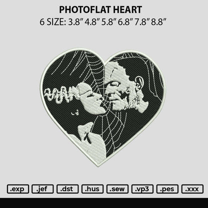 Photoflat Heart Embroidery File 6 sizes