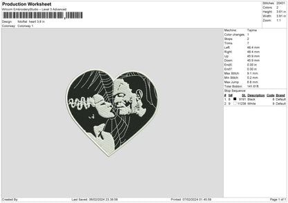 Photoflat Heart Embroidery File 6 sizes