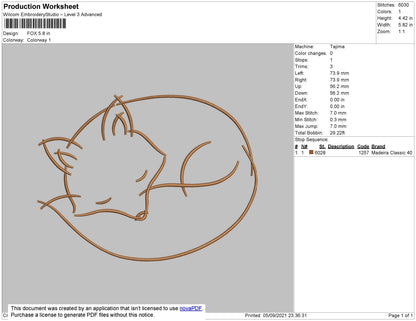 Fox Embroidery File 4 size