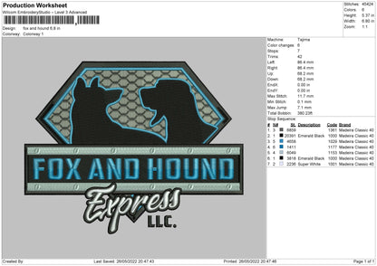 Fox And Hound 02 Embroidery File 4 size