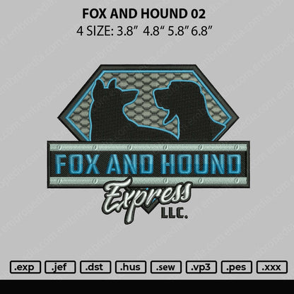 Fox And Hound 02 Embroidery File 4 size