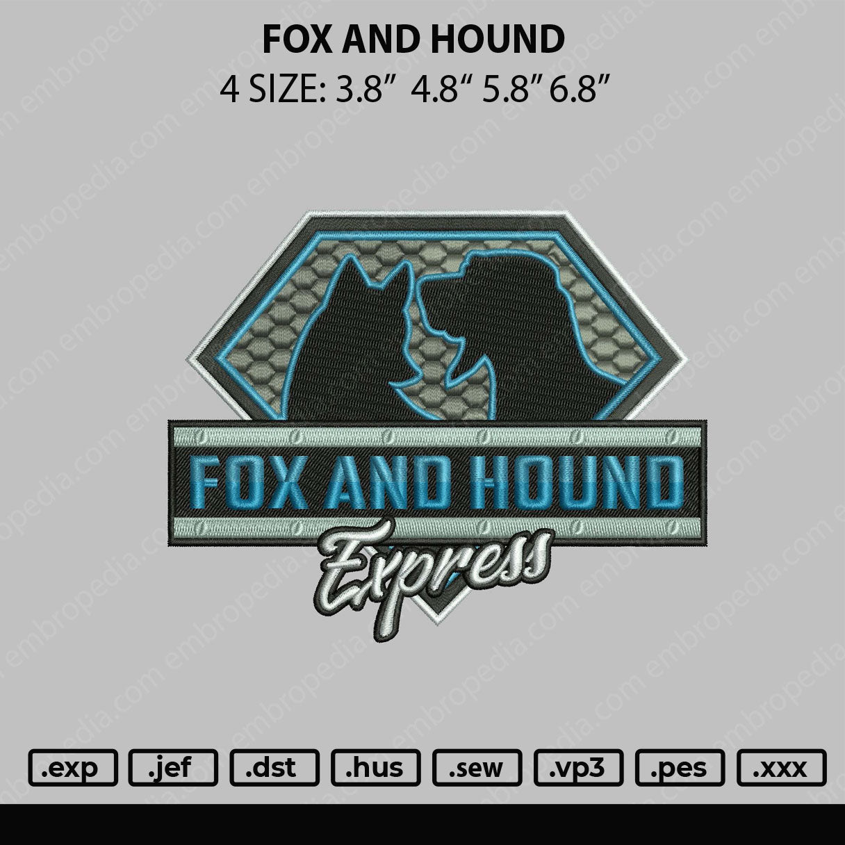 Fox And Hound Embroidery File 4 size