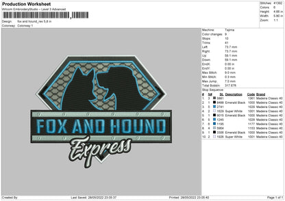 Fox And Hound Embroidery File 4 size