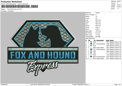 Fox And Hound Embroidery File 4 size