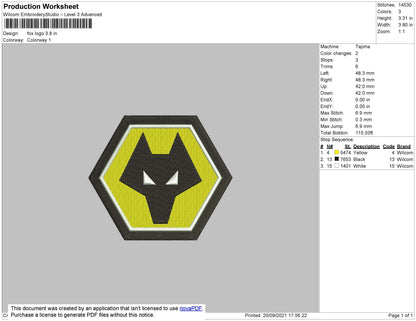 Fox Logo Embroidery File 4 size
