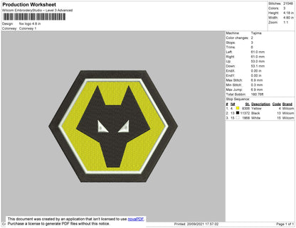 Fox Logo Embroidery File 4 size