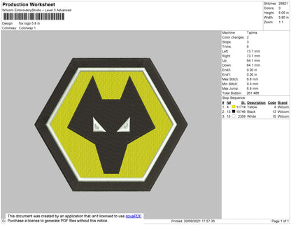Fox Logo Embroidery File 4 size