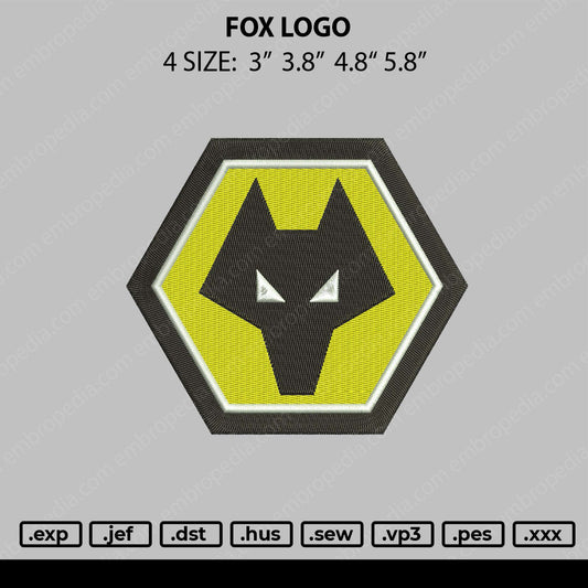 Fox Logo Embroidery File 4 size