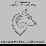Fox Outline Embroidery File 6 sizes