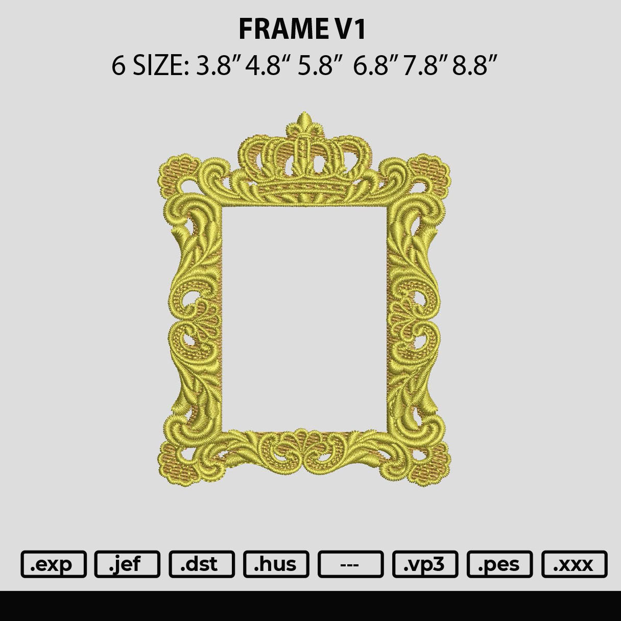 Frame V1 Embroidery File 6 sizes