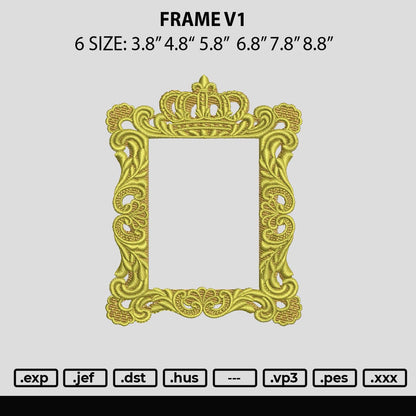 Frame V1 Embroidery File 6 sizes