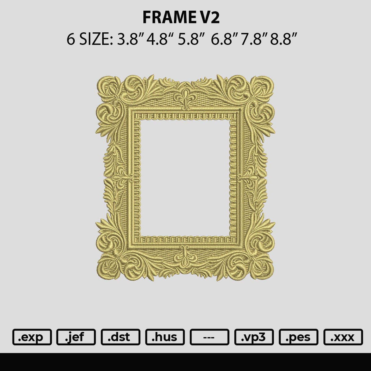 Frame V2 Embroidery File 6 sizes