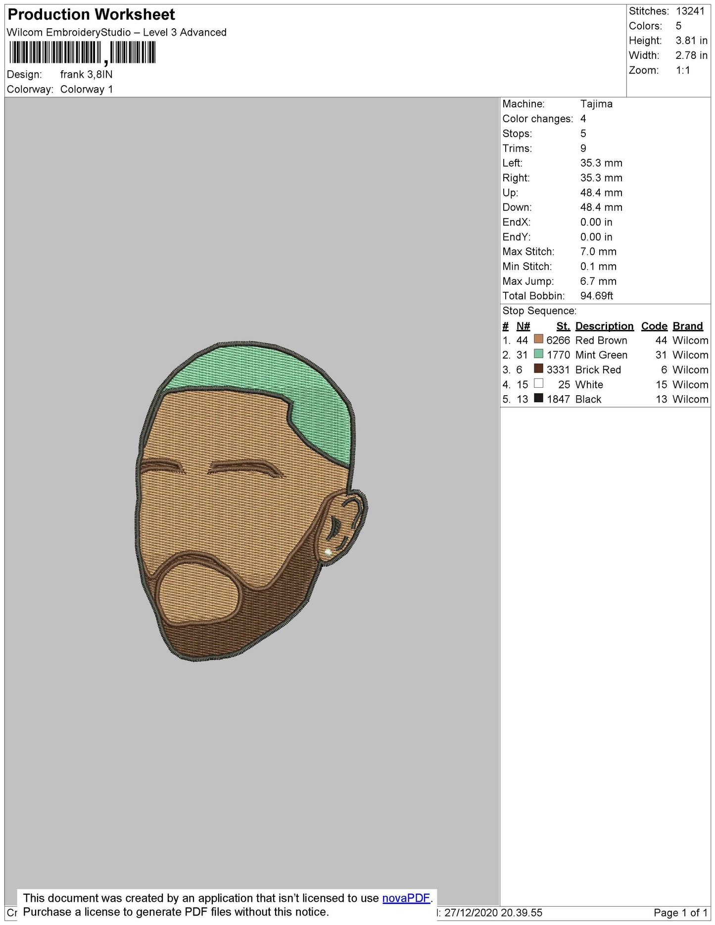Frank Ocean Head Embroidery File 5 size