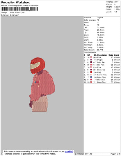 Frank Ocean Embroidery File 5 size