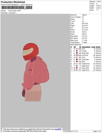 Frank Ocean Embroidery File 5 size