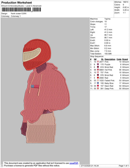 Frank Ocean Embroidery File 5 size