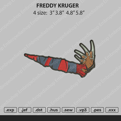 Freddy Kruger Embroidery File 4 size