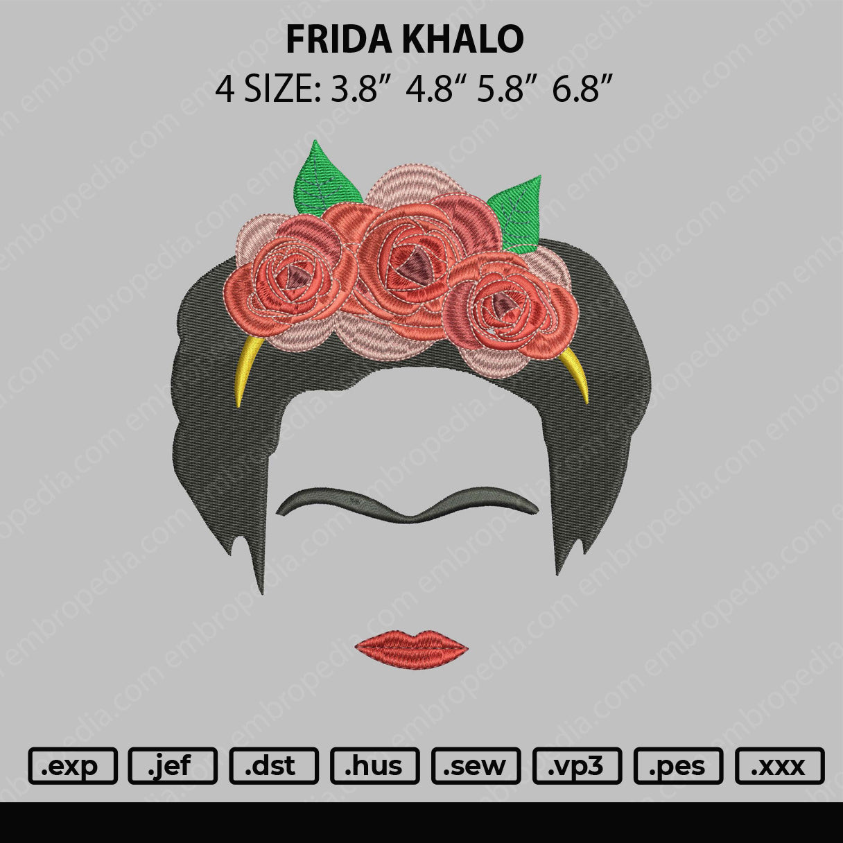 Frida Khalo Embroidery File 4 size