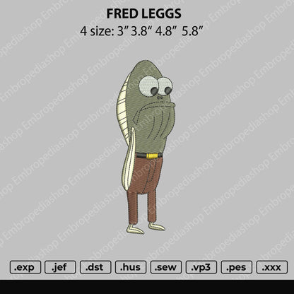 Fred Leggs Embroidery File 4 size