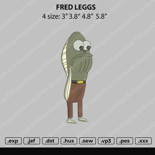 Fred Leggs Embroidery File 4 size